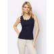 Spitzentop LINEA TESINI BY HEINE Gr. 44/46, blau (marine) Damen Tops Spitzentops