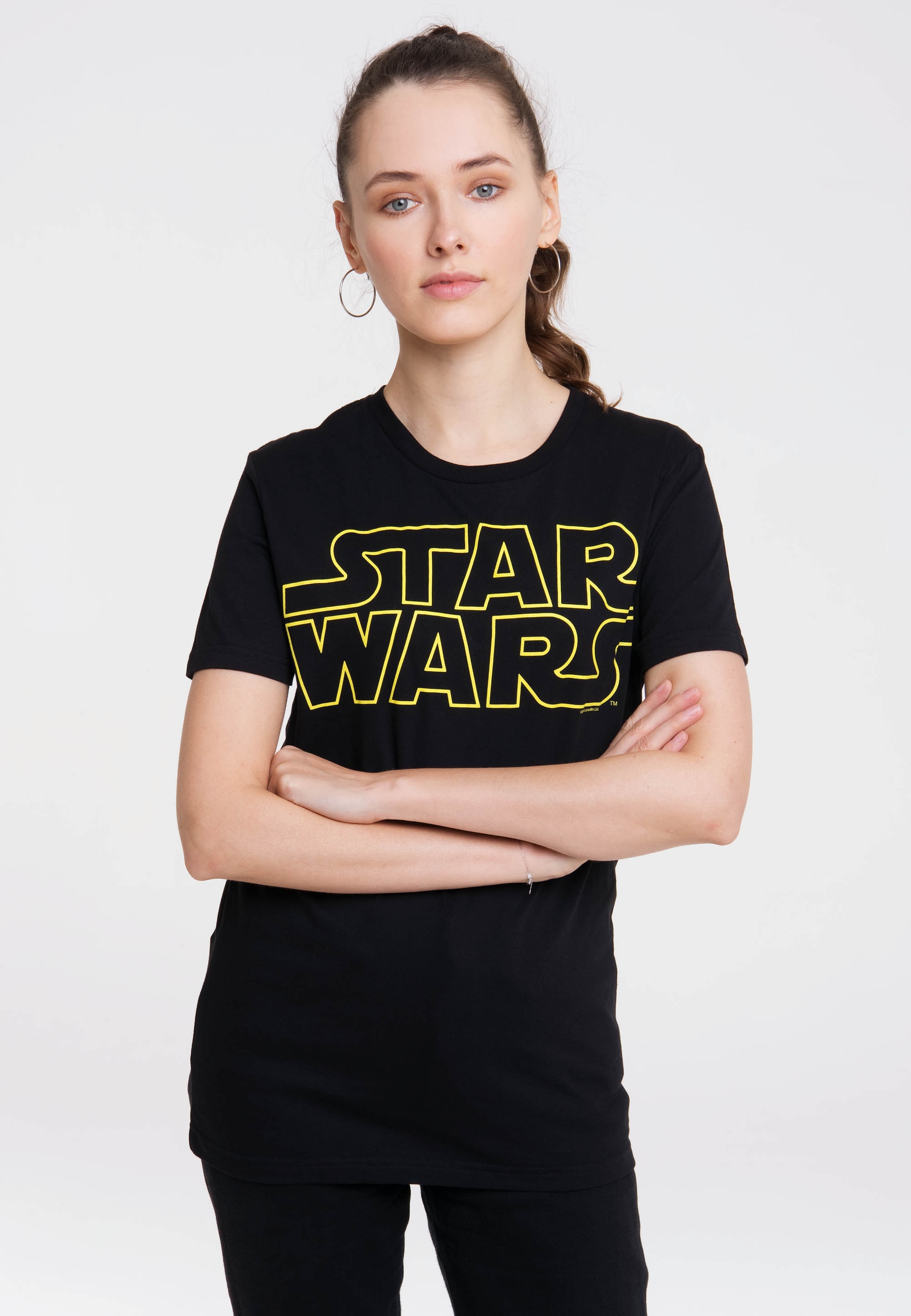 T-Shirt LOGOSHIRT "Star Wars - Logo", Damen, Gr. S, schwarz, 100% Baumwolle, bedruckt, normal, Rundhals, Shirts T-Shirt, mit lizenziertem Originaldesign