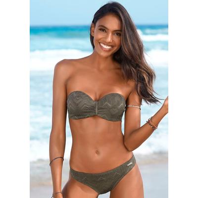 Bügel-Bandeau-Bikini BUFFALO "Romance", Damen, Gr. 40, Cup E, grün (oliv), Polyamid, strukturiert, unifarben, Bikini-Sets, aus Strukturware, Topseller Image