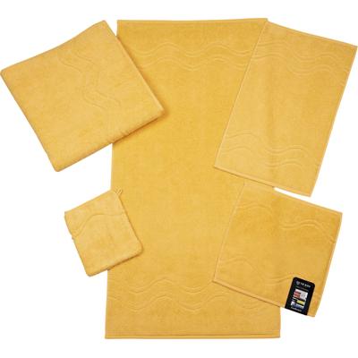 Waschhandschuh ROSS "Cashmere feeling", gelb (ginster), B:16cm L:22cm, Frottier, Frottier, Handtücher (Packung), mit Wellen-Bordüre Image