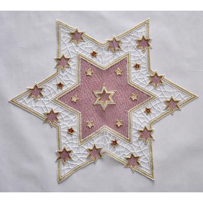Tischdecke STICKEREIEN PLAUEN "Goldtanne" Gr. 1, rot, Ø:27cm, Polyester, Tischdecken, Einzelstern