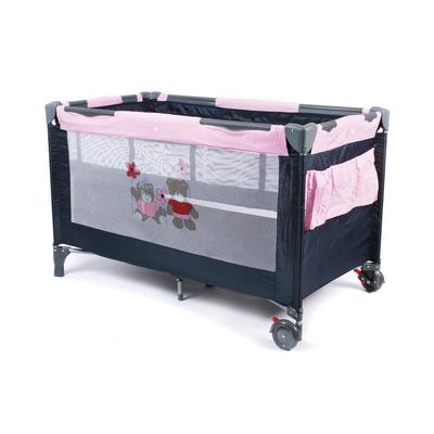 Baby-Reisebett CHIC4BABY "Luxus Pink Checker" Gr. Liegefläche B/L: 60 cm x 120 cm, kein Härtegrad, bunt (pink, dunkelblau) Baby Babybetten Reisebetten