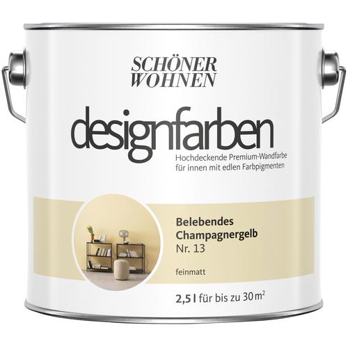 „SCHÖNER WOHNEN-FARBE Wand- und Deckenfarbe „“Designfarben““ Farben Belebendes Champagnergelb Nr. 13, hochdeckende Premium-Wandfarbe Gr. 2,5 l 2500 ml, beige (belebendes champagnercreme nr 13) Wandfarbe bunt“