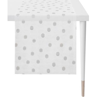 Tischläufer APELT "Sevilla - Loft Style", grau (weiß, grau), B:48cm L:135cm, Polyester, Tischdecken, Scherli - transparent