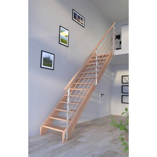 „STARWOOD Systemtreppe „“Massivholz Mykonos, Design-Geländer Holzrundstäbe““ Treppen Durchgehende Wangenteile Gr. gerade, beige (natur) Treppen“