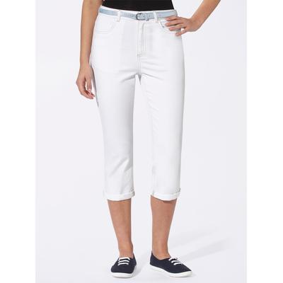 Caprijeans CLASSIC BASICS, Damen, Gr. 50, Normalgrößen, weiß, 98% Baumwolle, 2% Elasthan, unifarben, 3/4-Länge, Jeans Image