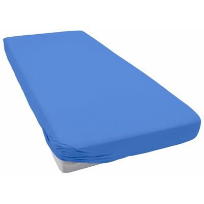 Spannbettlaken PRIMERA "Elasthan-Feinjersey", blau, B:180-200cm L:200-220cm, Jersey-Elasthan, Obermaterial: 95% Baumwolle, 5% Elasthan, Laken, PREMIUM, aus 95% gekämmter Baumwolle und 5% Elasthan, bis 28 cm Höhe Image