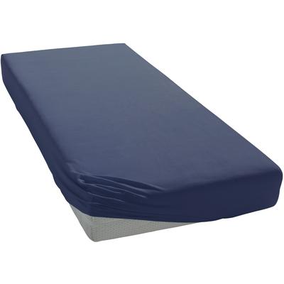 Spannbettlaken JANINE "MAKO-FEINJERSEY 5007", blau (marine), B:140-160cm L:200cm, Mako-Jersey, Obermaterial: 100% Baumwolle, Laken, aus 100% Baumwolle, für Matratzen bis 26 cm Höhe Image
