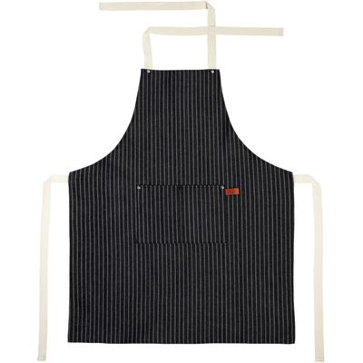 Kochschürze STUCO "gestreift", schwarz (schwarz, natur), B:70cm L:85cm, Materialmix, Schürzen, Zehentrenner, mit Brusttasche