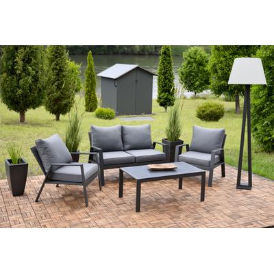 Garten-Essgruppe GARDEN PLEASURE "VICTORIA" Sitzmöbel-Sets Gr. B/H/T: 310 cm x 74,5 cm x 159 cm, grau (anthrazit, anthrazit, anthrazit) inkl. Sitzauflage und Rückenkissen