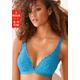 Bralette-BH PETITE FLEUR Gr. 75, Cup A, blau (rauchblau, weiß) Damen BHs BH BH-Set Bralette Spitzen-BH Spitzenwäsche Triangel-BH Bralettes