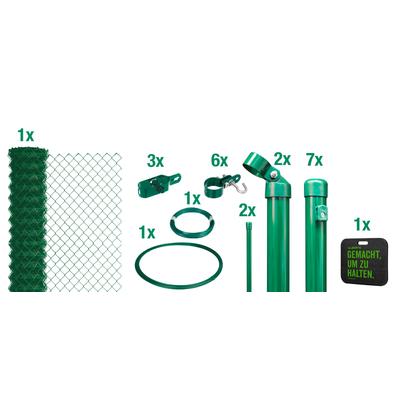 Maschendrahtzaun ALBERTS, grün, H:80cm, Stahl, Zaunelemente, Höhe: 80 - 200 cm, Gesamtlänge: 15 - 100 m, zum Einbetonier