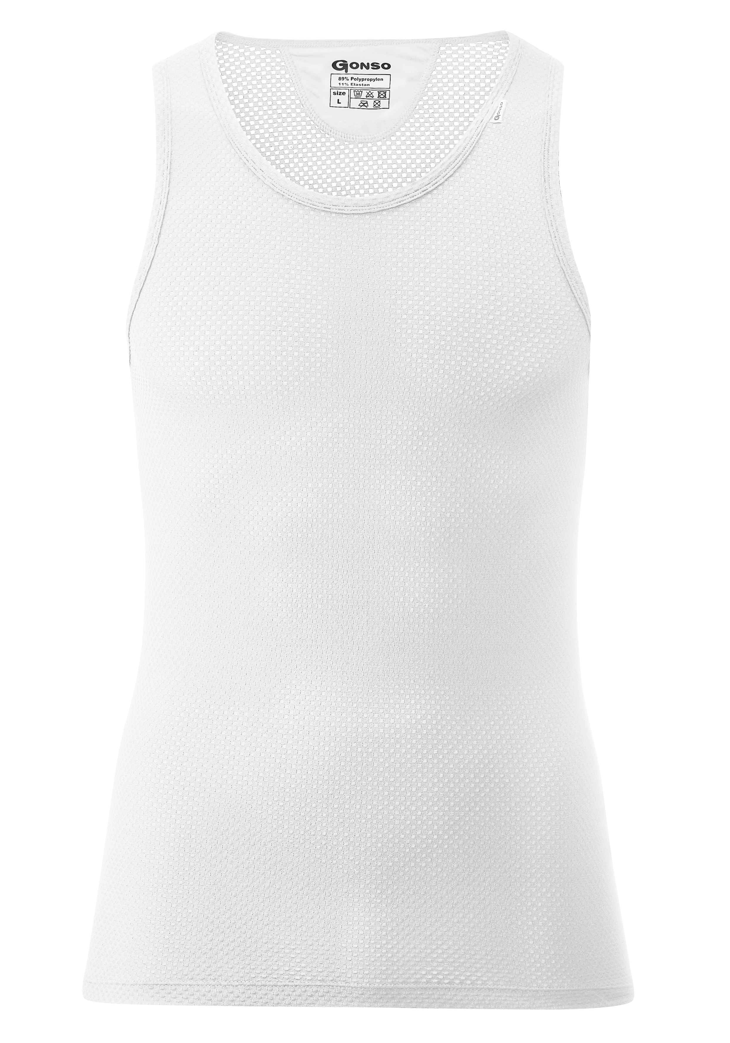Funktionsshirt GONSO "Base Shirt Sleeveless M", Herren, Gr. M, weiß, 89% Polypropylen, 11% Elastolefin, Rundhals, Shirts Funktionsshirt Sportshirt, Herren Fahrrad-Unterhemd, elastisch und atmungsaktiv Rundhals Radshirt