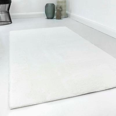 Teppich HOMIE LIVING "Villa Rosso", weiß, B:200cm H:15mm L:290cm, Polyester, Teppiche, Kurzflor, Uni Farben, leicht glänzende Optik Image