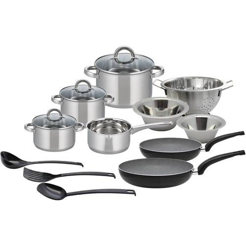 "Topf-Set ELO - BASIC ""Opal"" Töpfe Gr. + Höhe 30 cm, silberfarben (edelstahlfarben) Topfset Topfsets Topf Induktion"