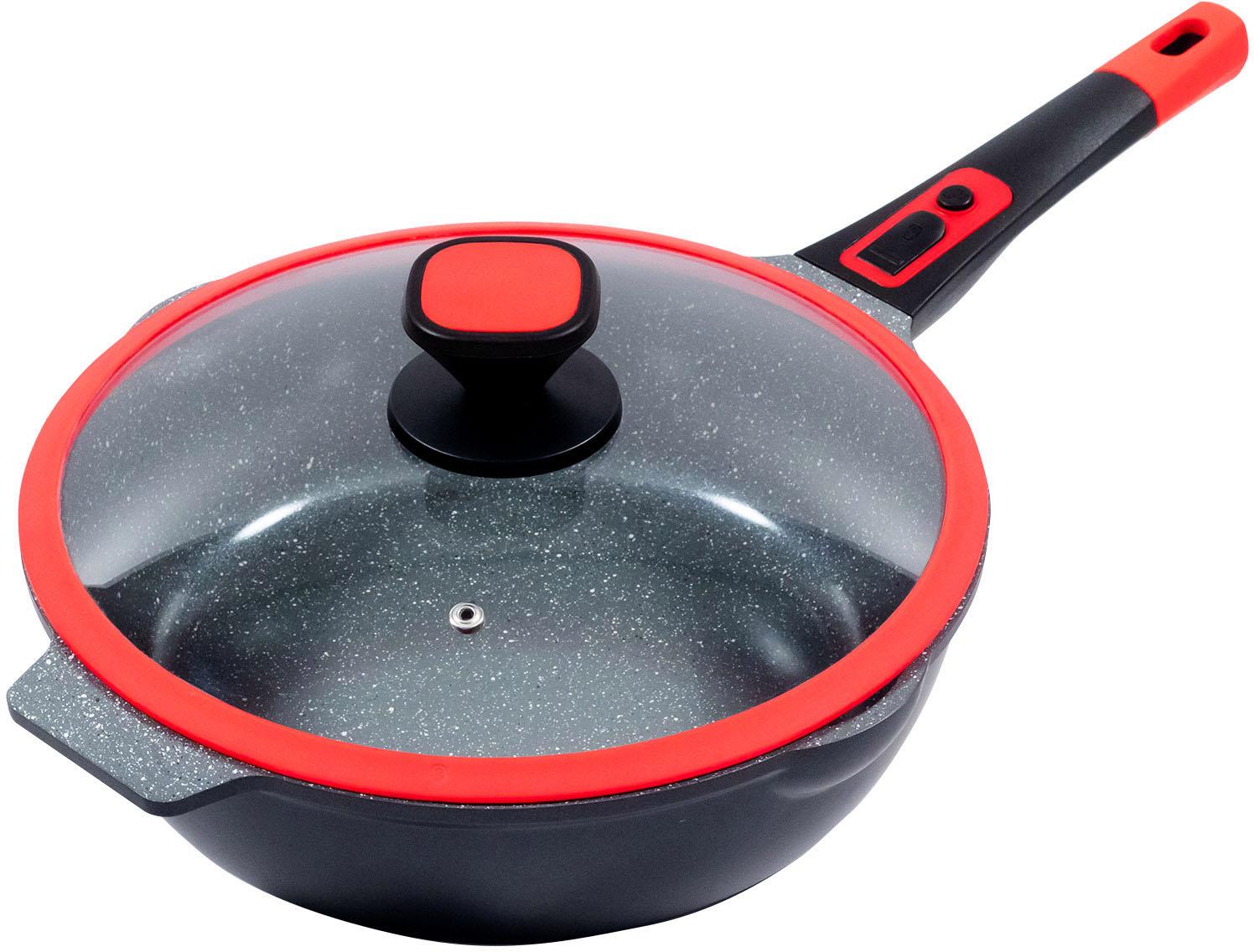 Bratpfanne KING "Click-Grip", schwarz (schwarz, rot), H:7,5cm Ø:24cm, Pfannen, abnehmbarer Griff, Induktion, Ø 24 cm Image