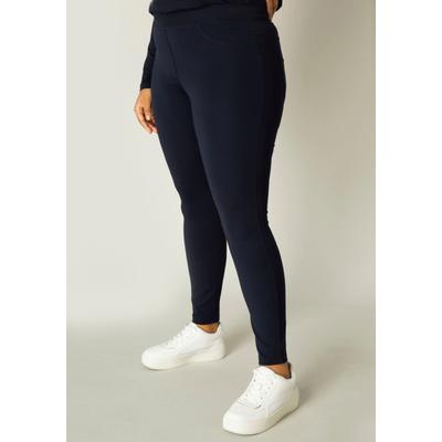 Jeggings BASE LEVEL CURVY "Arnika", Damen, Gr. 54 (56), Länge 29, blau (navy dunkelblau), Web, Obermaterial: 65% Viskose, 30% Polyamid, 5% Elasthan, unifarben, casual, figurbetont knöchellang, Hosen, mit Badge Image