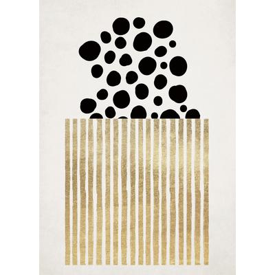 Fototapete LIVING WALLS "ARTist Golden Popcorn", schwarz-weiß (gold, schwarz, weiß), B:2m L:2,8m, Vlies, Tapeten, Vlies, Wand, Schräge