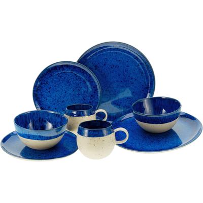 CreaTable Kombiservice "Deep Blue Sea", (Set, 8 tlg.), organische Form, jedes Stück ist ein Unikat blau Geschirr-Sets Geschirr und Porzellan Haushaltswaren