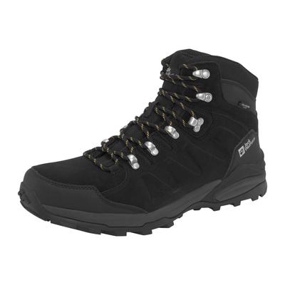 Wanderschuh JACK WOLFSKIN "REFUGIO TEXAPORE MID M", Gr. 42,5, schwarz, Leder, Textil, Synthetik, sportlich, Schuhe, Wass