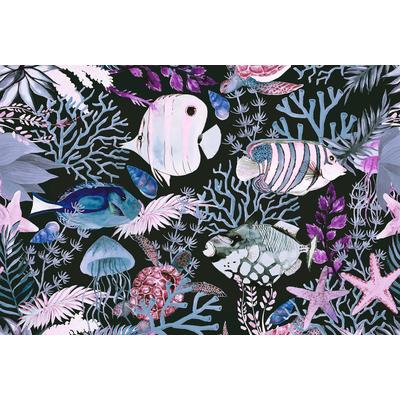 Fototapete LIVING WALLS "ARTist Underwater", bunt (blau, rosa, schwarz), B:4m L:2,7m, Vlies, Tapeten, Vlies, Wand, Schräge