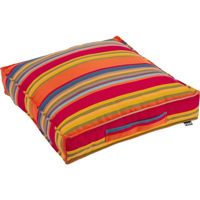 Sitzkissen H.O.C.K. "Yucatan", orange (orange, gestreift), B:50cm H:10cm L:50cm, Kunstfaser, Dekokissen_Sitzkissen_Kissenhüllen, mit bunten Streifen Image