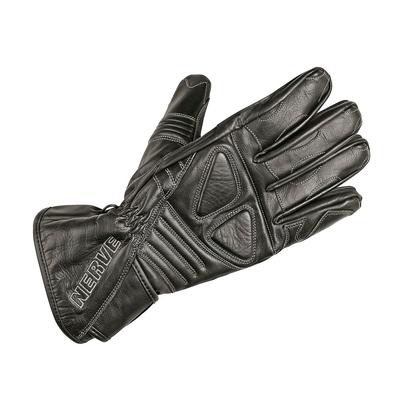 Motorradhandschuhe NERVE "Dark Leather" Gr. L, schwarz, Handschuhe, L, Polsterung über den Fingerknöcheln
