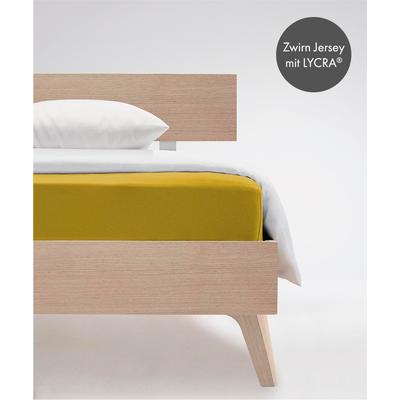 Spannbettlaken FLEURESSE "Comfort", grün (olive), B:140-160cm L:200-220cm, Jersey-Elasthan, Obermaterial: 96% Baumwolle, 4% Elasthan (LYCRA), Laken, Spannbettlaken, langlebig & bügelfrei,Perfekte Passform durch POWER-STRETCH Image