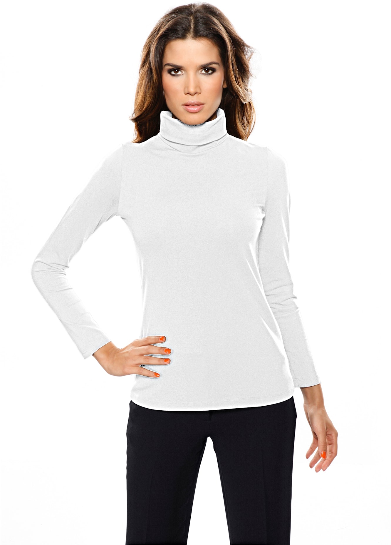 Rollkragenshirt "Rollkragen-Shirt", Damen, Gr. 38, weiß, 95% Baumwolle, 5% Elasthan, B.C. BEST CONNECTIONS BY HEINE, unifarben, Shirts