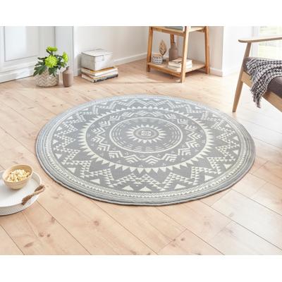 Teppich HANSE HOME "Valencia" Gr. 10, grau (grau, creme), H:9mm Ø:200cm, Kunstfaser, Teppiche, Kurzflor, Modern, Vintage, Mandala, Wohnzimmer, Kinderzimmer, Flur Image