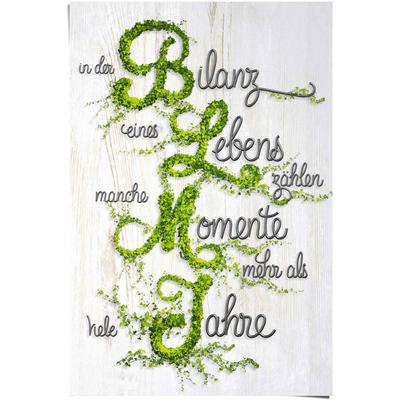 Poster REINDERS "Bilanz des Lebens Spruch", grün (farbe bild(er): grün), B:61cm H:91,5cm, Papier, Bilder Image