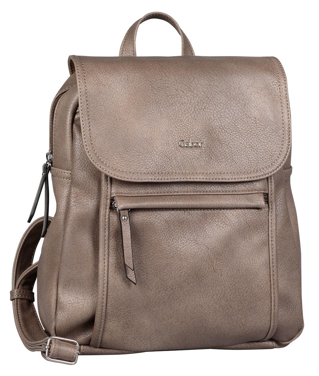 Rucksack GABOR "Mina", Gr. B/H/T: 26cm x 31cm x 10cm, beige, Polyurethane, clean, unifarben, Klassisch, Rucksäcke, aus weichem leichten Lederimitat, lässig im praktischen Format Image