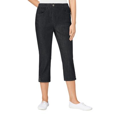 Caprijeans CLASSIC BASICS, Damen, Gr. 21, Kurzgrößen, schwarz (schwarz, denim), 78% Baumwolle, 20% Polyester, 2% Elasthan, unifarben, 3/4-Länge, Jeans Image