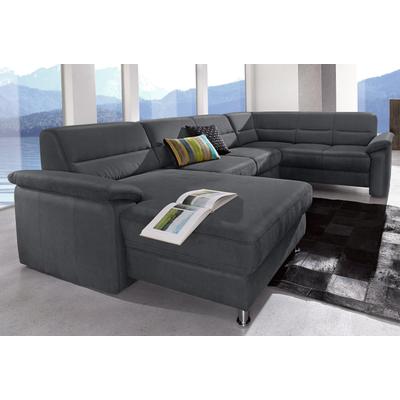 Wohnlandschaft SIT & MORE "Ascara U-Form", schwarz, B:312cm H:85cm T:204cm, NaturLeder in Sitz und Rücken, Korpus ist mit passendem Kunstleder bezogen., Luxus-Microfaser (100% Polyester), Softlux-Kunstleder, Primabelle-Microfaser (100% Polyester),... Image