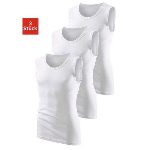 Muscleshirt H.I.S, Herren, Gr. 8, weiß, Feinripp, Obermaterial: 100% Baumwolle, unifarben, Basic, figurbetont normal, Rundhals, ohne Ärmel eingefasste Kante, Shirts, ohne Seitennähte optimale Passform