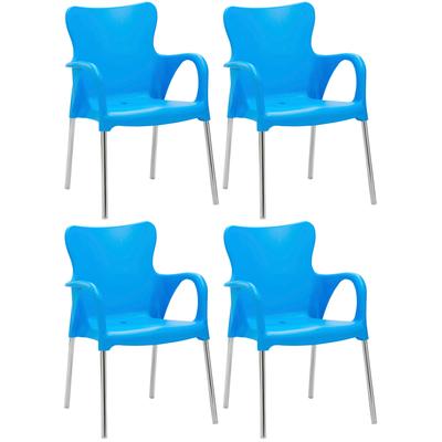Stapelstuhl BEST "Maui" Stühle Gr. 4 St., Aluminium, blau (blau, silberfarben) Stapelstühle