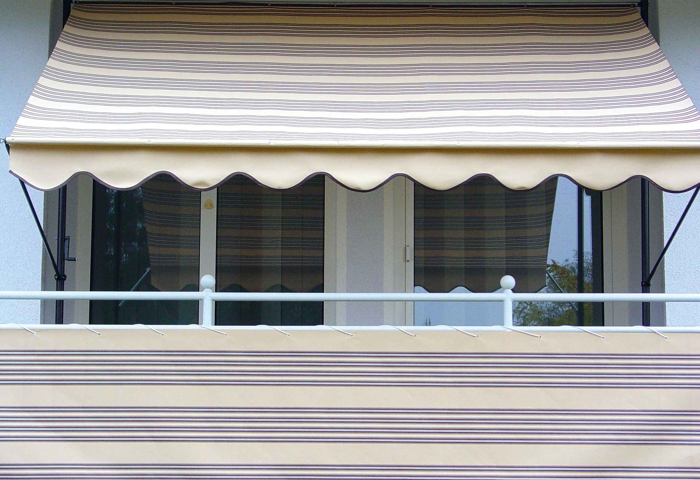 Klemmmarkise, beige (beige, braun), B:250cm, Polyacryl, ANGERER FREIZEITMÖBEL, Markisen, beige-braun, Ausfall: 150 cm, versch. Breiten