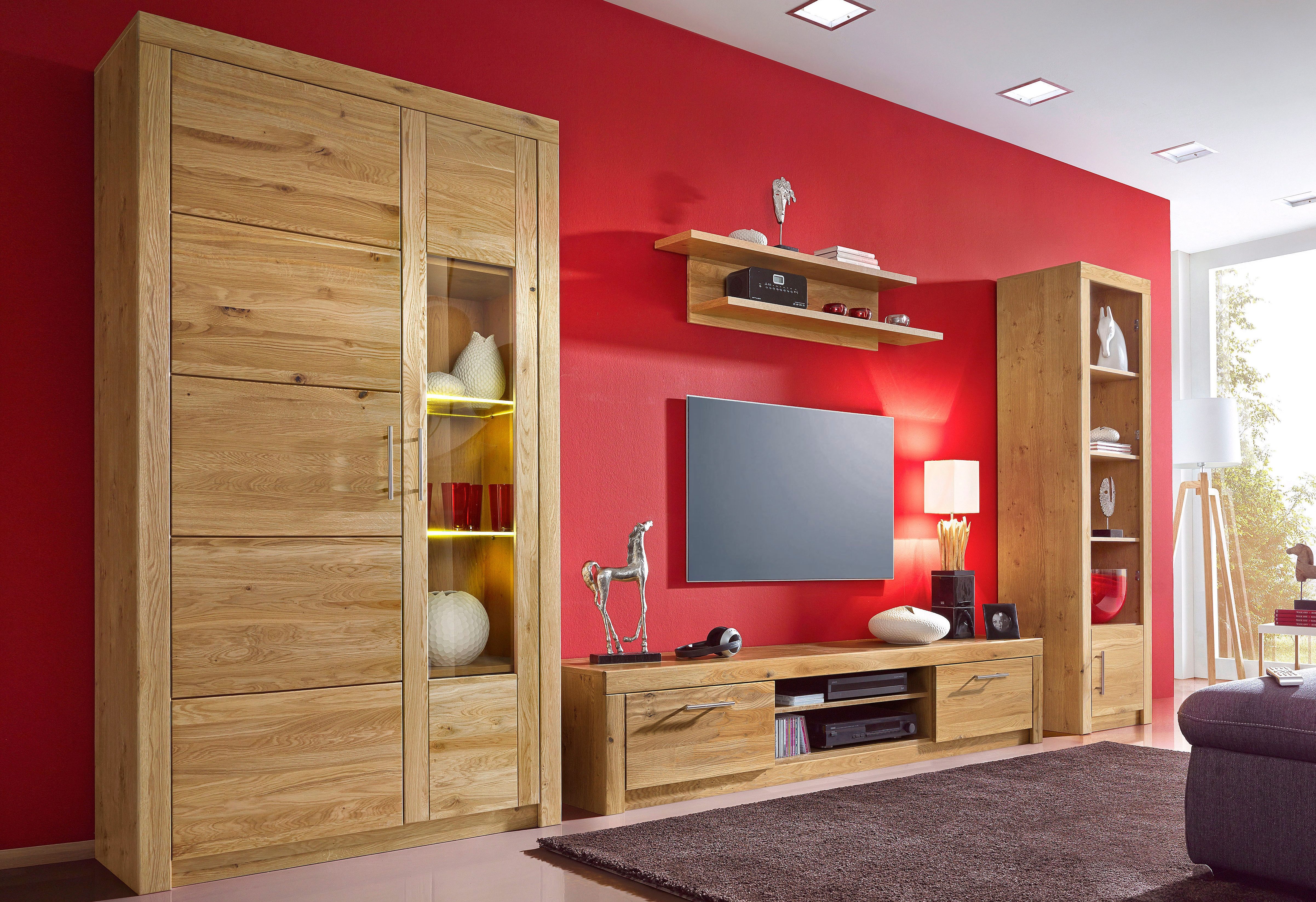 Wohnwand VOGL MÖBELFABRIK "Toronto", braun (wildeiche teilmassiv), Kastenmöbel-Sets, Wohnwand