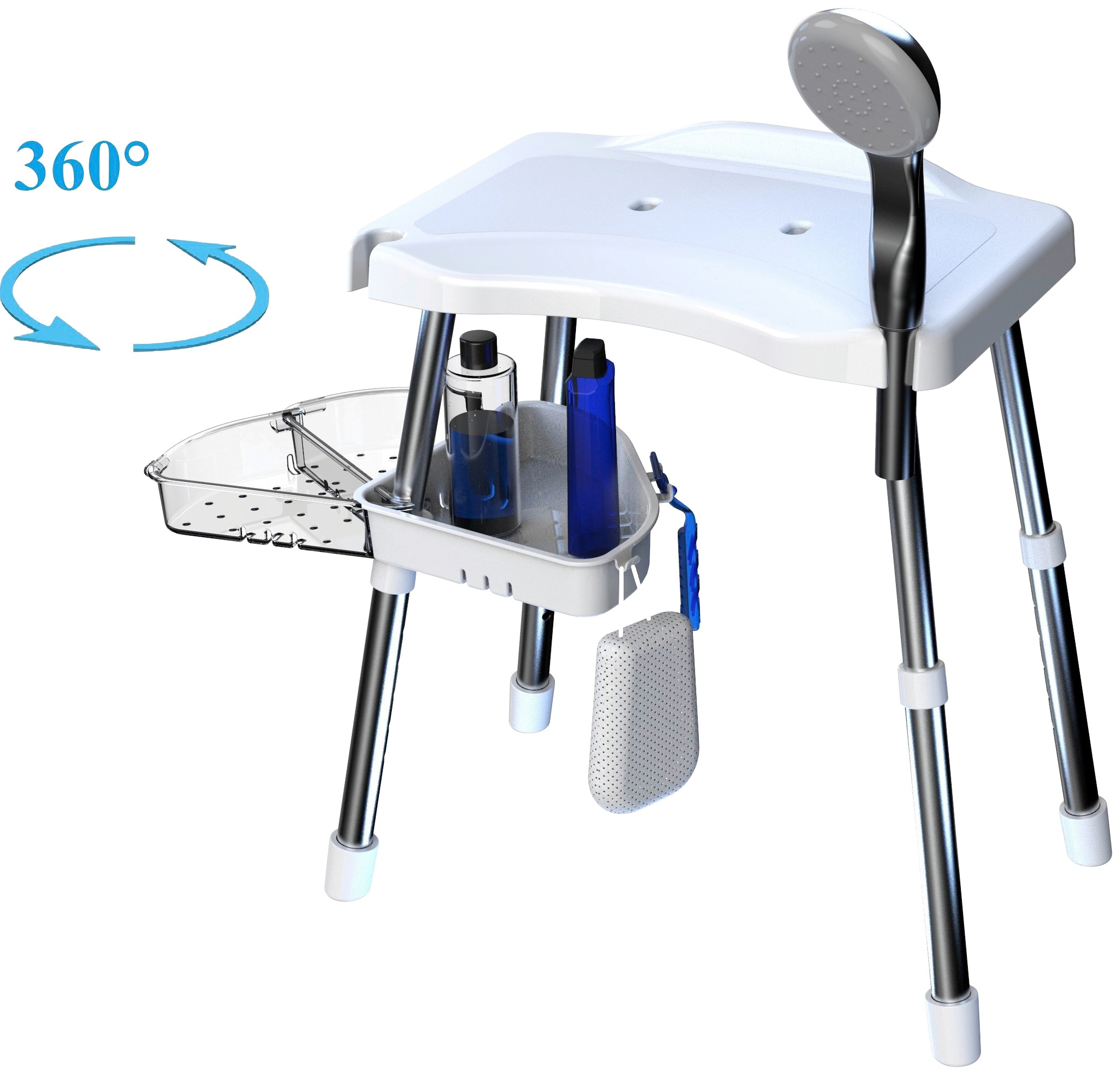 Dusch- und Badhocker BISCHOF "Tray Super", weiß, B:42cm T:30cm, Duschhocker, TÜV/GS geprüft