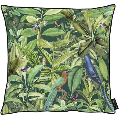 Dekokissen APELT "Amazonia" Gr. 1, grün (grün, gemustert), B:45cm L:45cm, Baumwolle, Dekokissen_Sitzkissen_Kissenhüllen, Kissenhülle mit Füllung, 1 Stück Image
