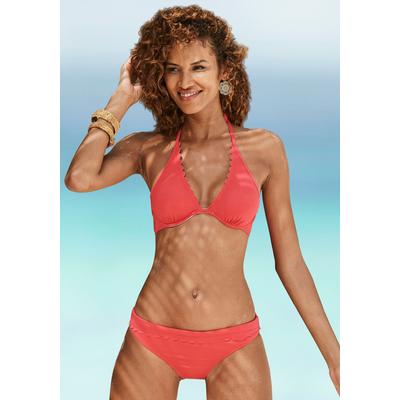 Bikini-Hose LASCANA "Scallop", Damen, Gr. 40, N-Gr, rot, Microfaser, Polyamid, unifarben, Badehosen, mit Umschlagbund Image