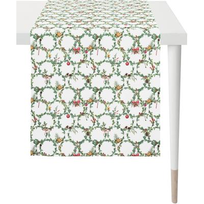 Tischläufer APELT "3606 Winterwelt, Weihnachtsdeko, Weihnachten", bunt (weiß, grün, bunt), B:48cm L:140cm, Baumwolle, Tischdecken, Digitaldruck Image