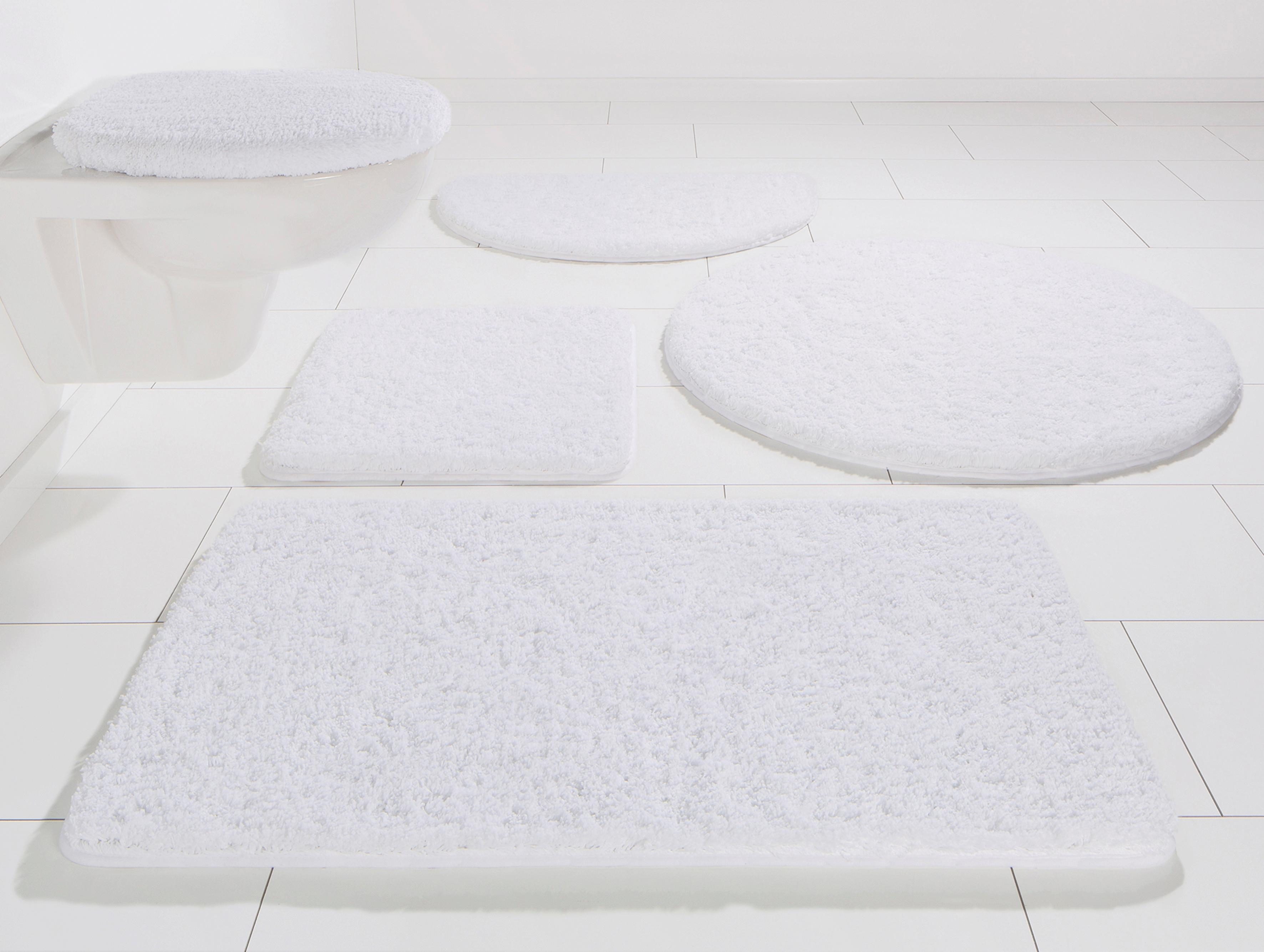 Badematte KINZLER "Chaozhou" Gr. 5, weiß, H:20mm, Polyester, Badematten, Badematte, Badteppich, Uni Farben, weich, als rechteckig, rund & Set erhältlich