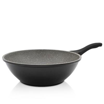 Wok KRÜGER "Aluguss Wokpfanne Barcelona, 30 cm" Pfannen Gr. Ø 30cm + Höhe 10cm, schwarz für Induktions-Kochfelder geeignet