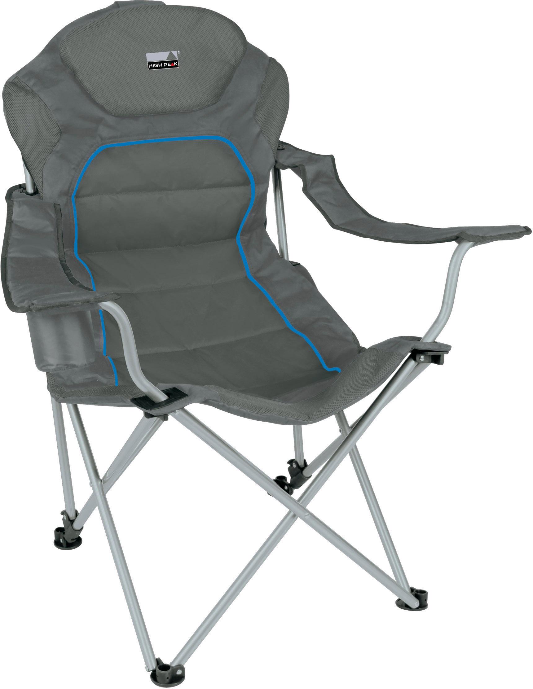 Faltstuhl HIGH PEAK "Alicante", grau (grau, blau, silberfarben), Stühle, B/H/T: 99cm x 94cm x 65cm, B:99cm H:94cm T:65cm Image