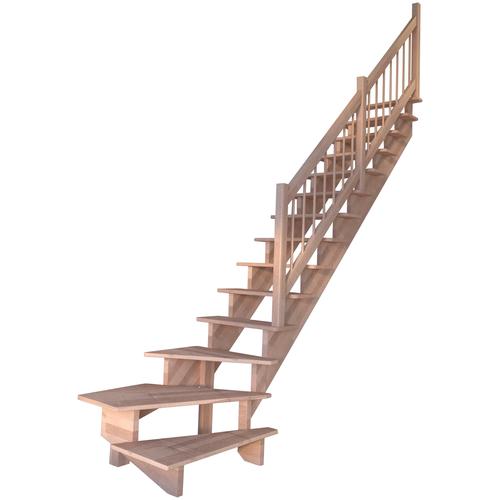 „STARWOOD Systemtreppe „“Massivholz Lindos, Holz-Holz Design Geländer““ Treppen gewendelt Rechts, Durchgehende Wangenteile Gr. gewendelt, beige (natur) Treppen“