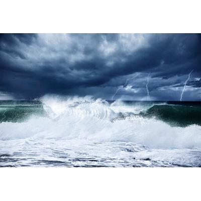 Fototapete PAPERMOON "Wellen mit Gewitter", bunt, B:4,00m L:2,60m, Vlies, Tapeten Image