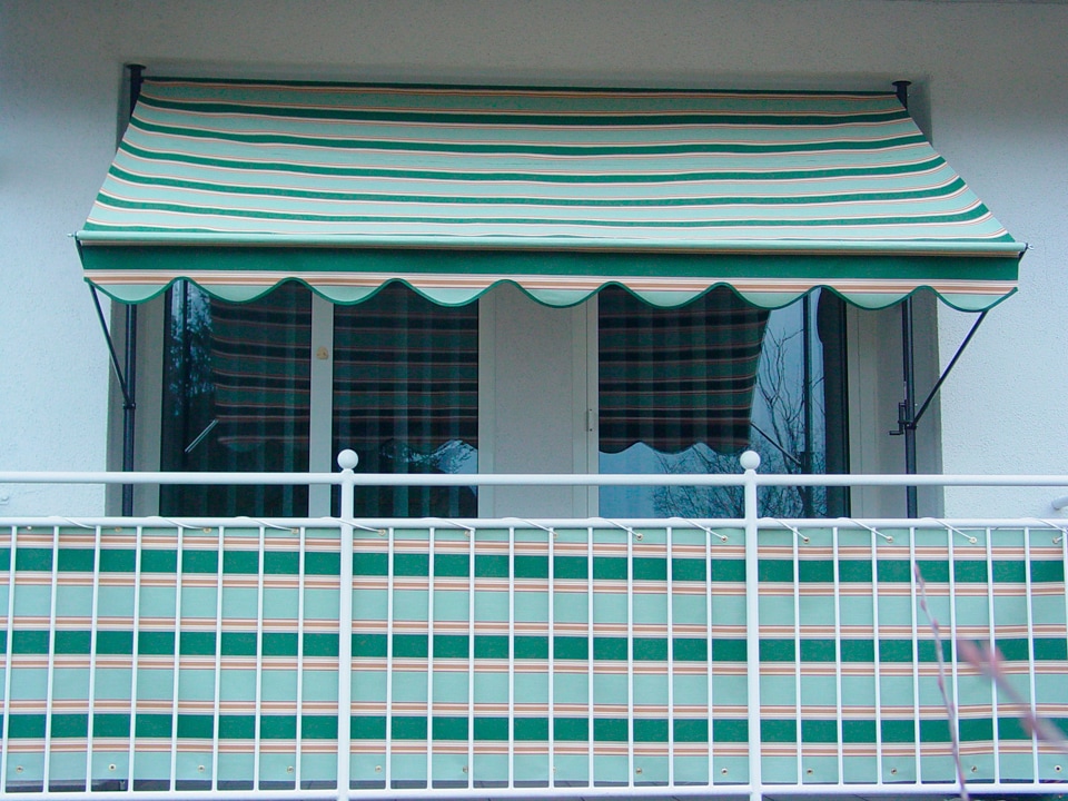 Klemmmarkise, beige (beige, grün), B:350cm, Polyacryl, ANGERER FREIZEITMÖBEL, Markisen, grün-beige, Ausfall: 150 cm, versch. Breiten