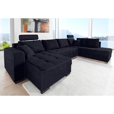 Wohnlandschaft JOCKENHÖFER GRUPPE "Antego U-Form", schwarz, B:357cm H:90cm T:222cm, Strukturstoff, (Farbe 182 und 183: 68% Polyester, 32% Polyacryl. Farbe 186: 87% Polyester, 13% Polyacryl), Alca Top - kuschelweiche Luxus-Microfaser (100%... Image