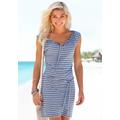 Jerseykleid VENICE BEACH, Damen, Gr. 46, N-Gr, weiß (blau, weiß, gestreift), Jersey, Obermaterial: 85% Polyester, 15% Viskose, casual, figurumspielend kniefrei, gekräuselter Ausschnitt, Kurzarm, Kleider, und Streifenprint, sportliches Sommerkleid,...